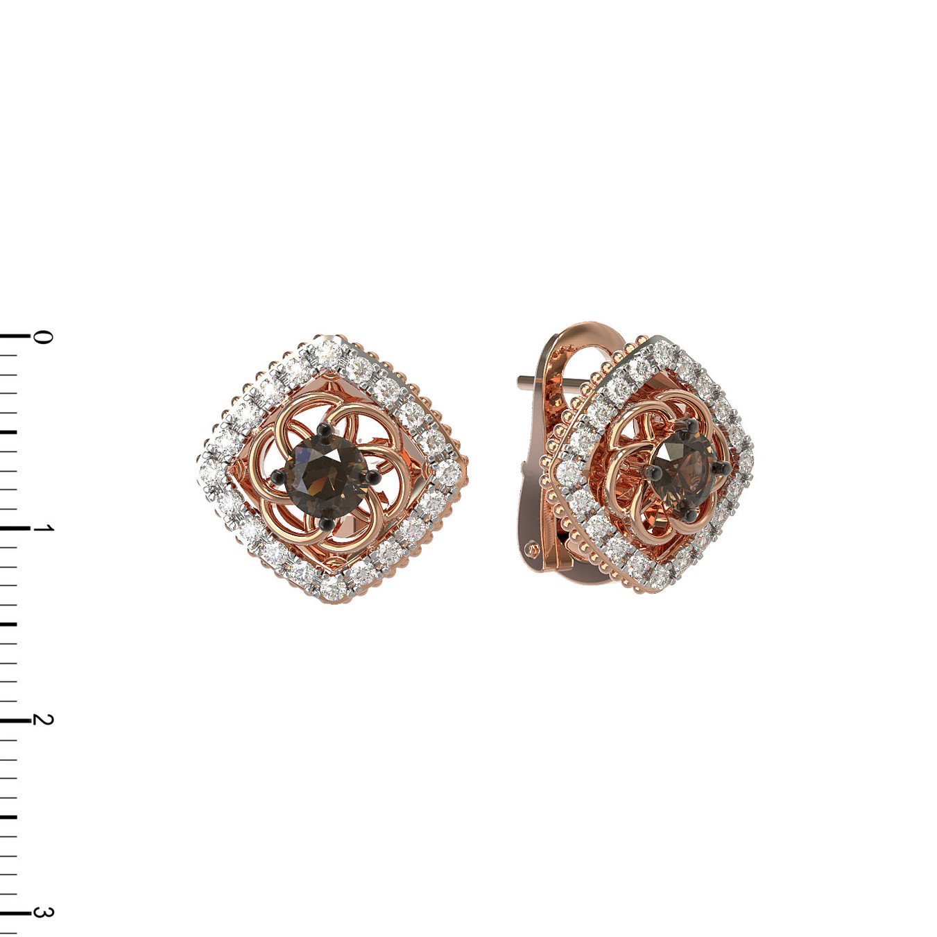 Серьги Espresso из красного золота 585 пробы с бриллиантами