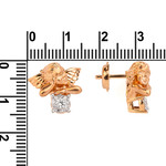 Серьги-пусеты CUPIDS из красного золота 585 пробы с бриллиантами