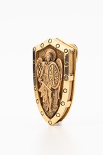 Нательная икона из красного золота 585 пробы с деревом груши