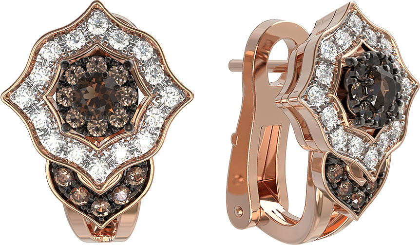 Серьги Espresso из красного золота 585 пробы с бриллиантами
