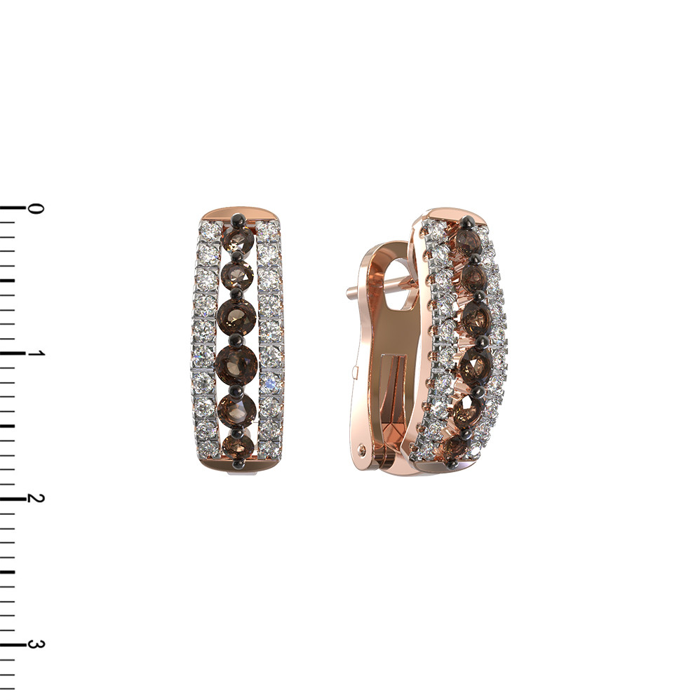 Серьги Espresso из красного золота 585 пробы с бриллиантами